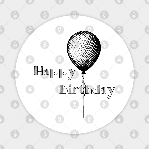 Happy Birthday (Classic) with Black Lettering Magnet by VelvetRoom